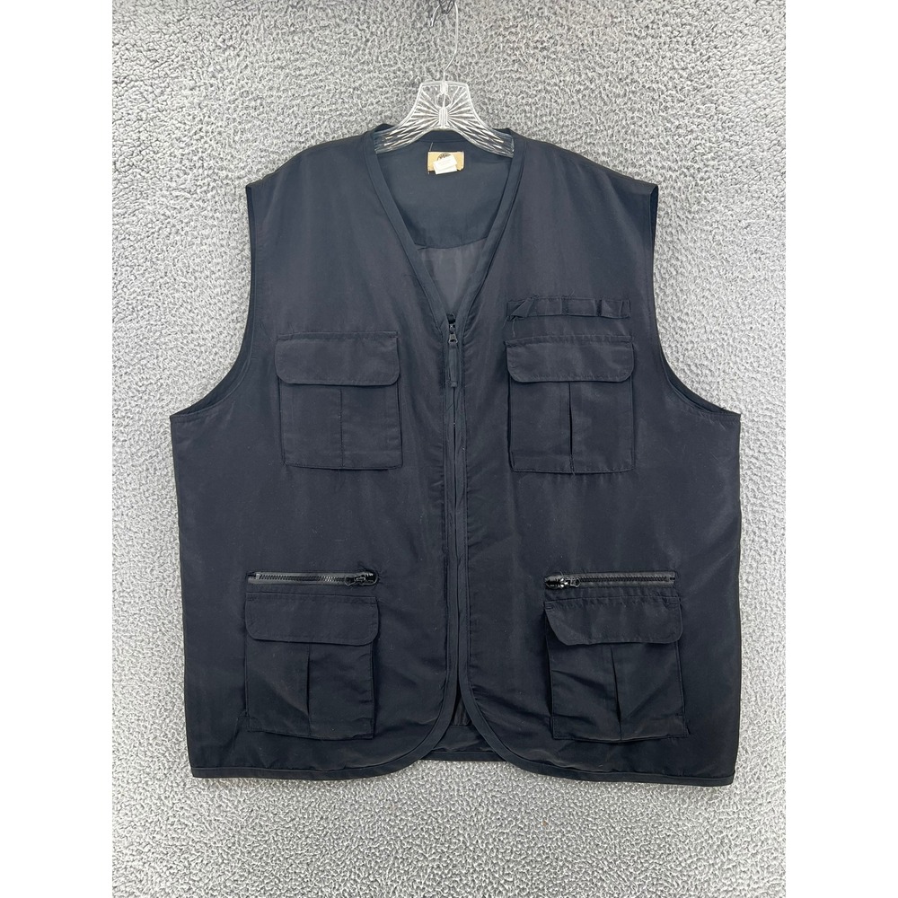 Haband Travelers Men's Black Utility Vest XL Multi-Pocket Travel Fishing Safari